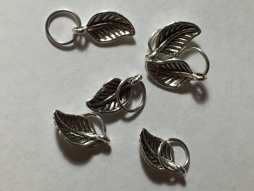 Silver Leaves: Set of 6 Stitch Markers