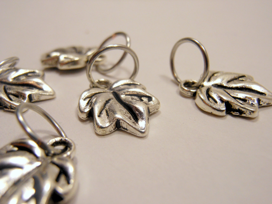 Silver Maple Leaves: Set of 6 Stitch Markers