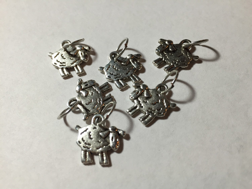 Silver Sheep: Set of 6 Stitch Markers