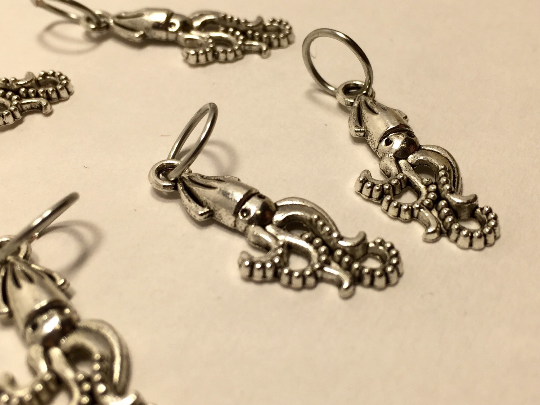 Silver Squid: Set of 6 Stitch Markers