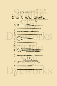 Vintage Style Postcard Set of 4 ~ Steel Crochet Hooks ~ Vintage Crochet Salesman Advertisement Postcard