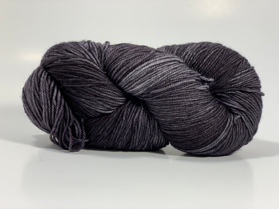 Hand Dyed Fingering Weight Superwash Merino cashmere nylon yarn in charcoal gray black