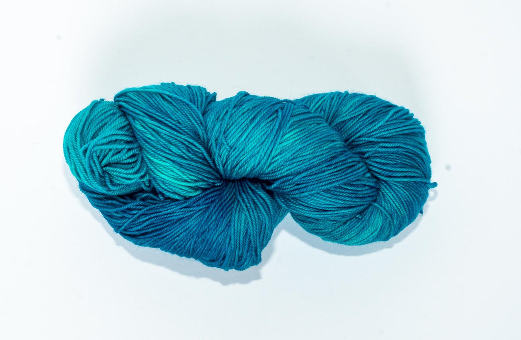 Hand Dyed Fingering Weight Superwash Merino cashmere nylon yarn in blue