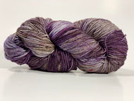Hand Dyed Fingering Weight Superwash Merino cashmere nylon yarn in purple gray and brown