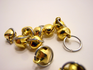 Tintinnabulation ~ Tiny Gold Jingle Bell Stitch Markers ~ Set of 10