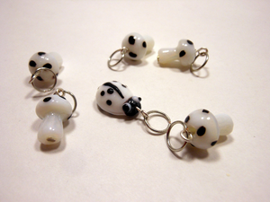 Under a Log: Set of 6 Lampwork Glass Stitch Markers
