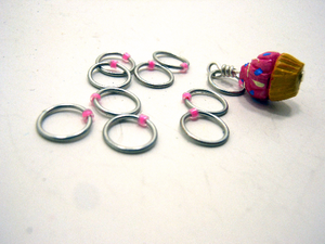 Handmade Snagless  Metal Stitch Markers ~ Vanilla Cupcake with Pink Frosting ~ Set of 10