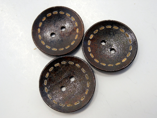 Wooden Buttons Set of 3: Brown Wooden 