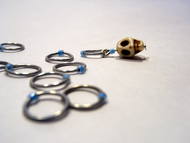 Handmade Snagless Stitch Markers ~ Neon Blue Skull ~ Set of 10