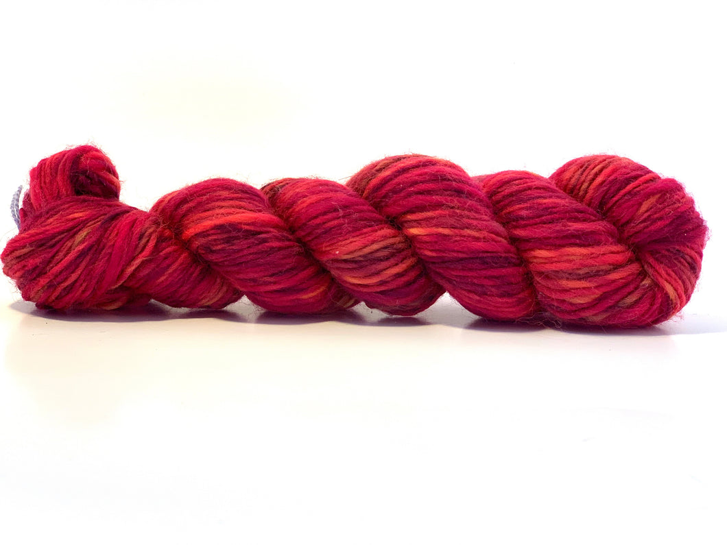 Handspun Yarn: Flame ~ Single Ply Superwash Merino II