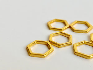 Gold Metal Stitch Markers ~ Honeycomb ~ Set of 6