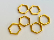 Gold Metal Stitch Markers ~ Honeycomb ~ Set of 6