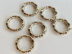 Silver Metal Stitch Markers ~ Banded Rings ~ Set of 6