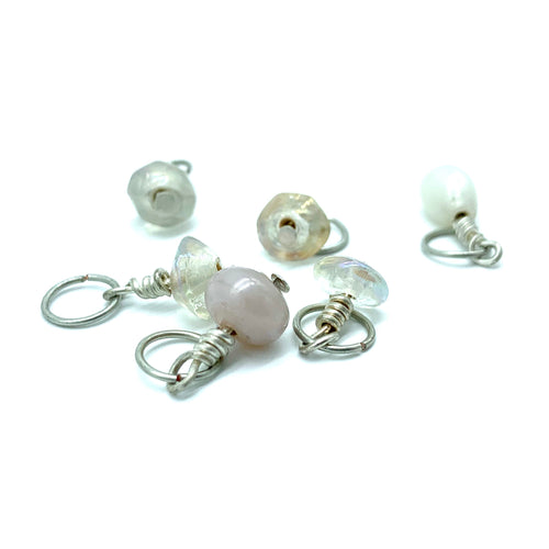 White: Set of 6 Indian Glass Stitch Markers