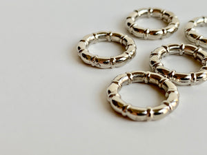 Silver Metal Stitch Markers ~ Banded Rings ~ Set of 6