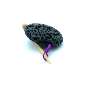 Handmade Natural Stone Shawl Pin ~ Lava Stone with Purple Wire
