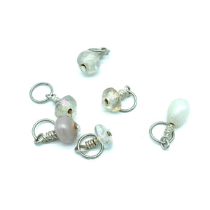 White: Set of 6 Indian Glass Stitch Markers
