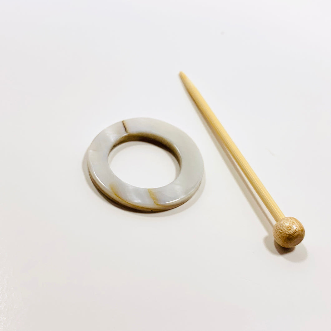 Mother of Pearl Round Shawl Pin 