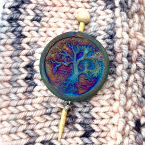 Handmade Ceramic Shawl Pin ~ Raku Tree of Life