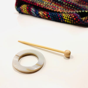 Mother of Pearl Round Shawl Pin "Pitichu"