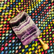 Handmade Natural Stone Shawl Pin ~ Wire Wrapped Stone ~ Purple Striped Rainbow Fluorite