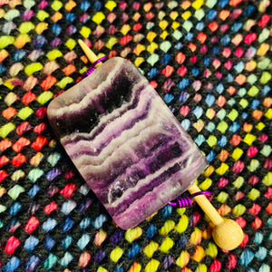 Handmade Natural Stone Shawl Pin ~ Wire Wrapped Stone ~ Purple Striped Rainbow Fluorite