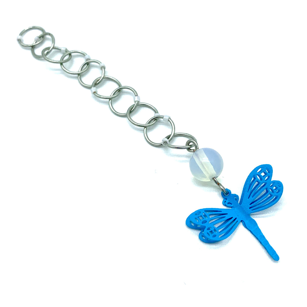 Snagless Beaded Chain Row Counter ~ Blue Dragonfly