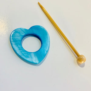 Mother of Pearl Heart Shawl Pin "Ciel"